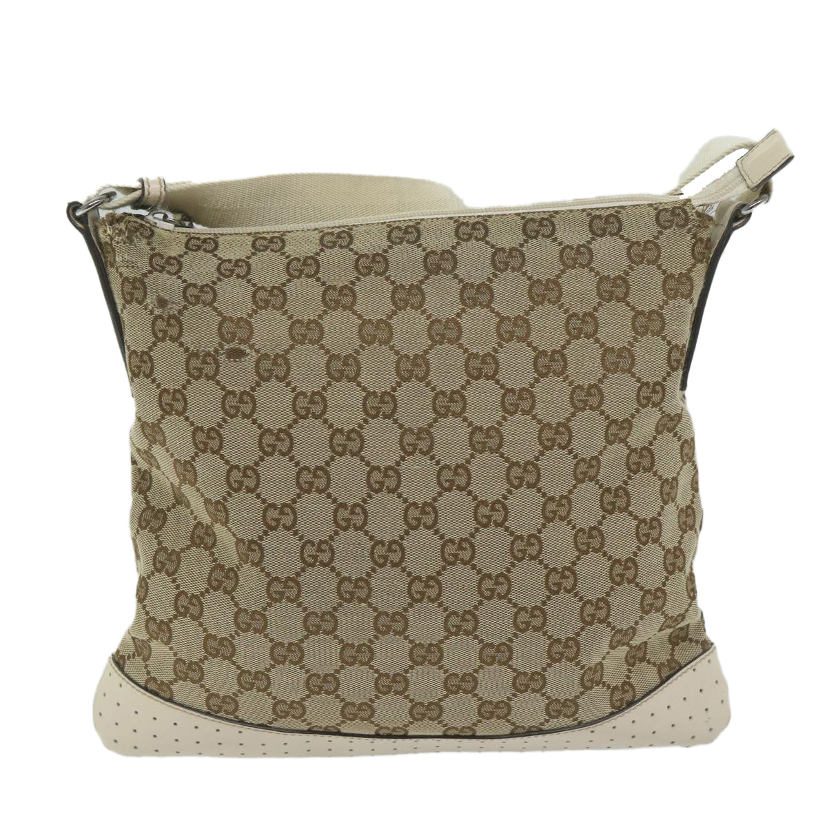 GUCCI GG Canvas Shoulder Bag Beige 145857 Auth 61246