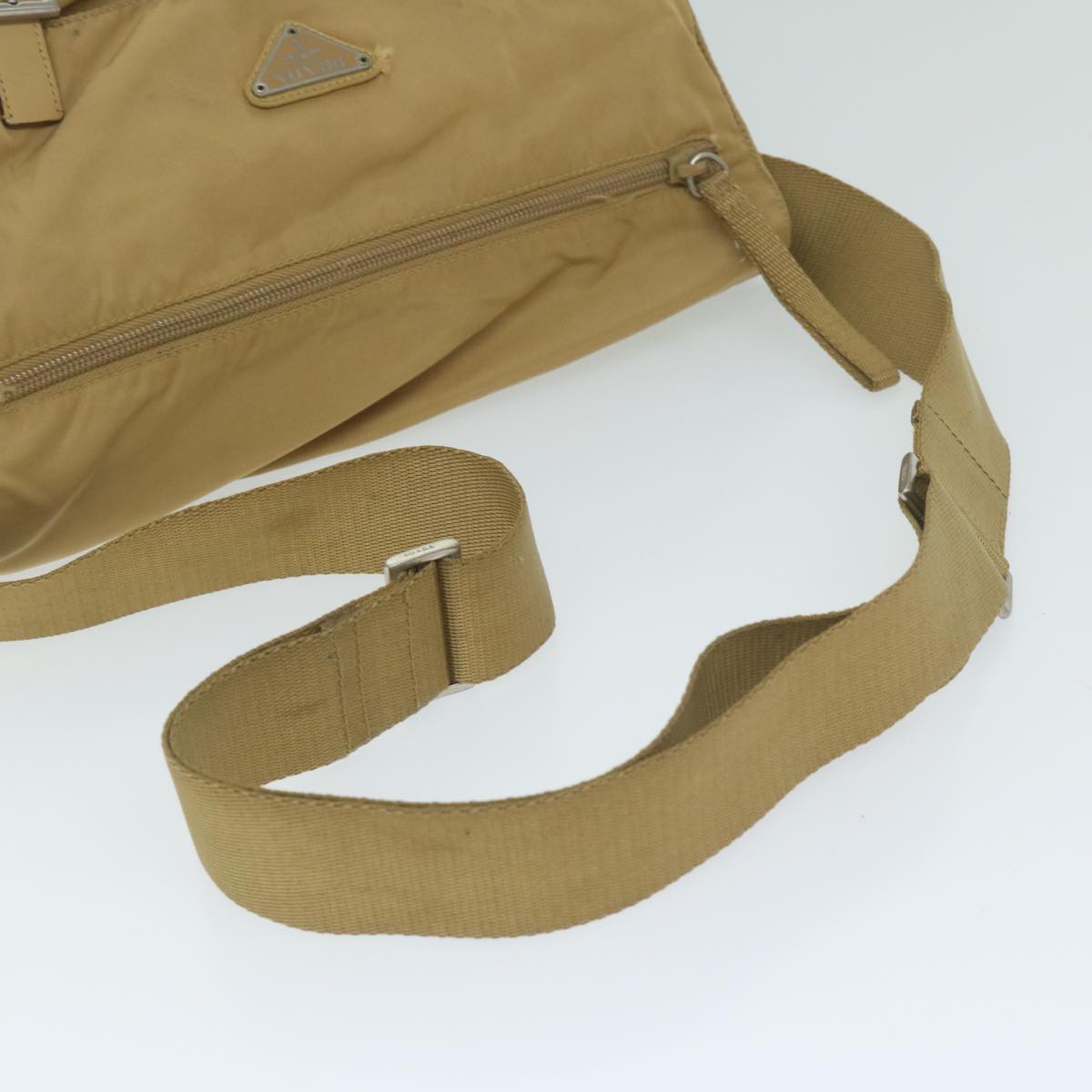 PRADA Shoulder Bag Nylon Beige Auth 61256