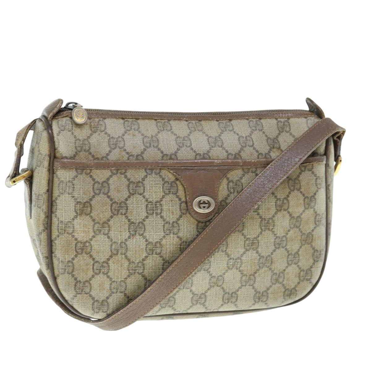 GUCCI GG Supreme Shoulder Bag PVC Leather Beige 001 854 6106 Auth 61277