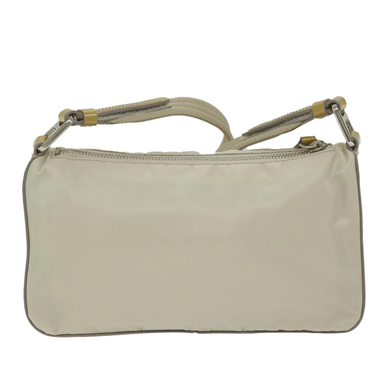 PRADA Shoulder Bag Nylon Enamel Beige Auth 61325 - 0