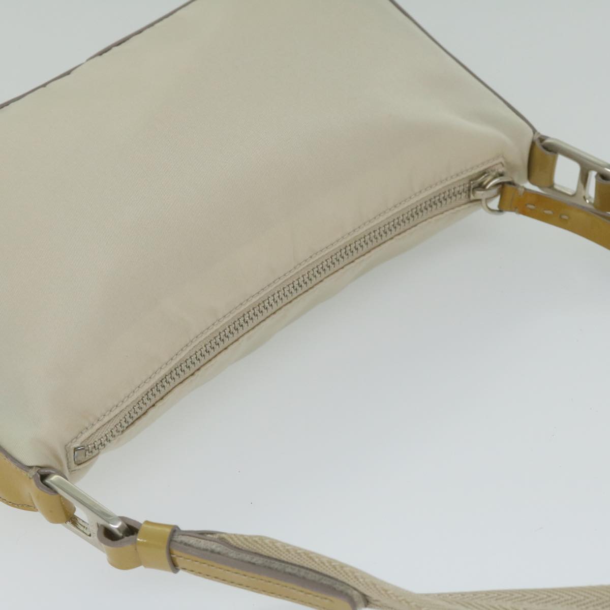 PRADA Shoulder Bag Nylon Enamel Beige Auth 61325