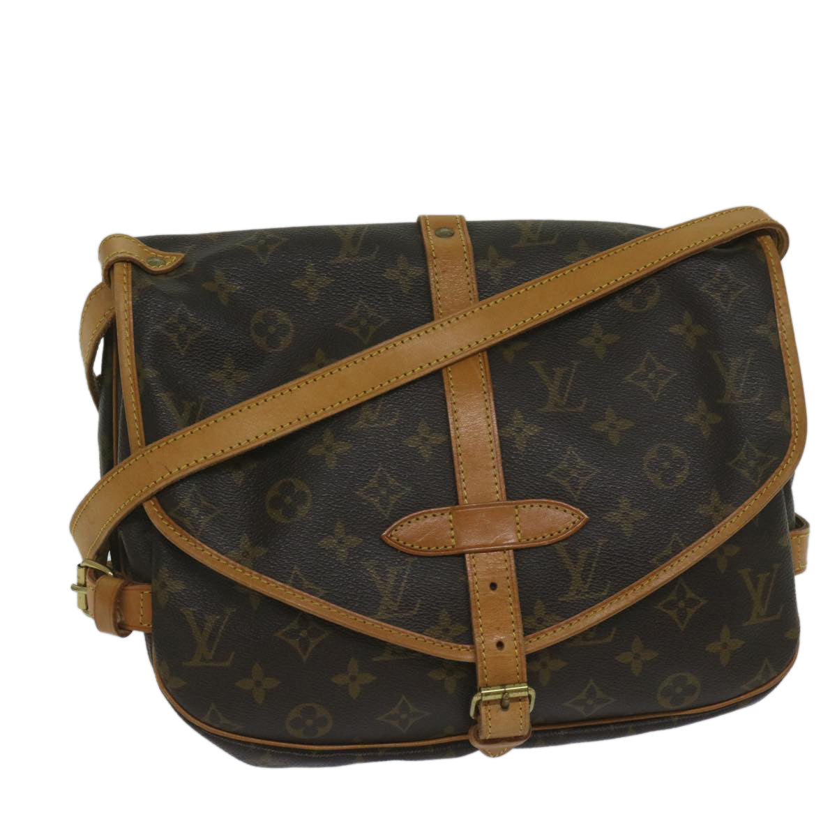 LOUIS VUITTON Monogram Saumur 30 Shoulder Bag M42256 LV Auth 61335