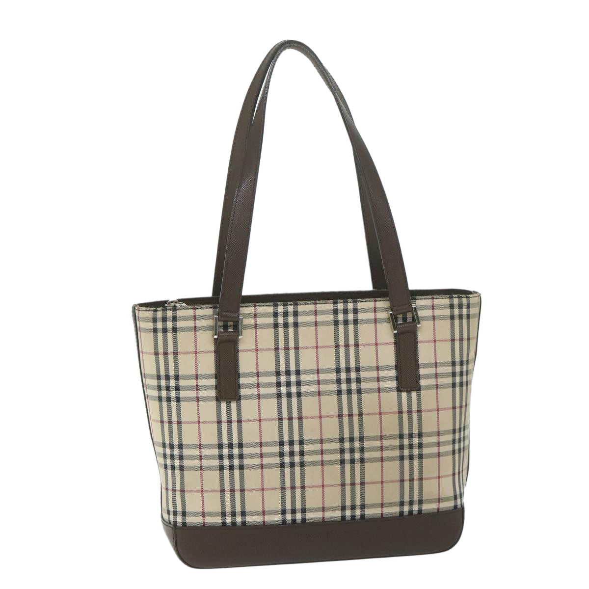 BURBERRY Nova Check Hand Bag Canvas Beige Auth 61339