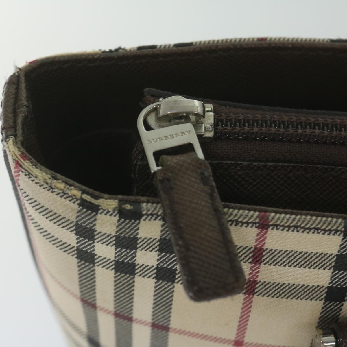 BURBERRY Nova Check Hand Bag Canvas Beige Auth 61339