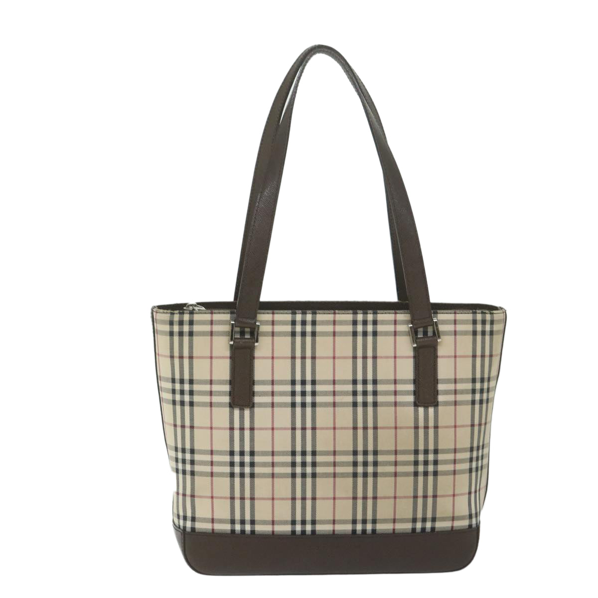 BURBERRY Nova Check Hand Bag Canvas Beige Auth 61339