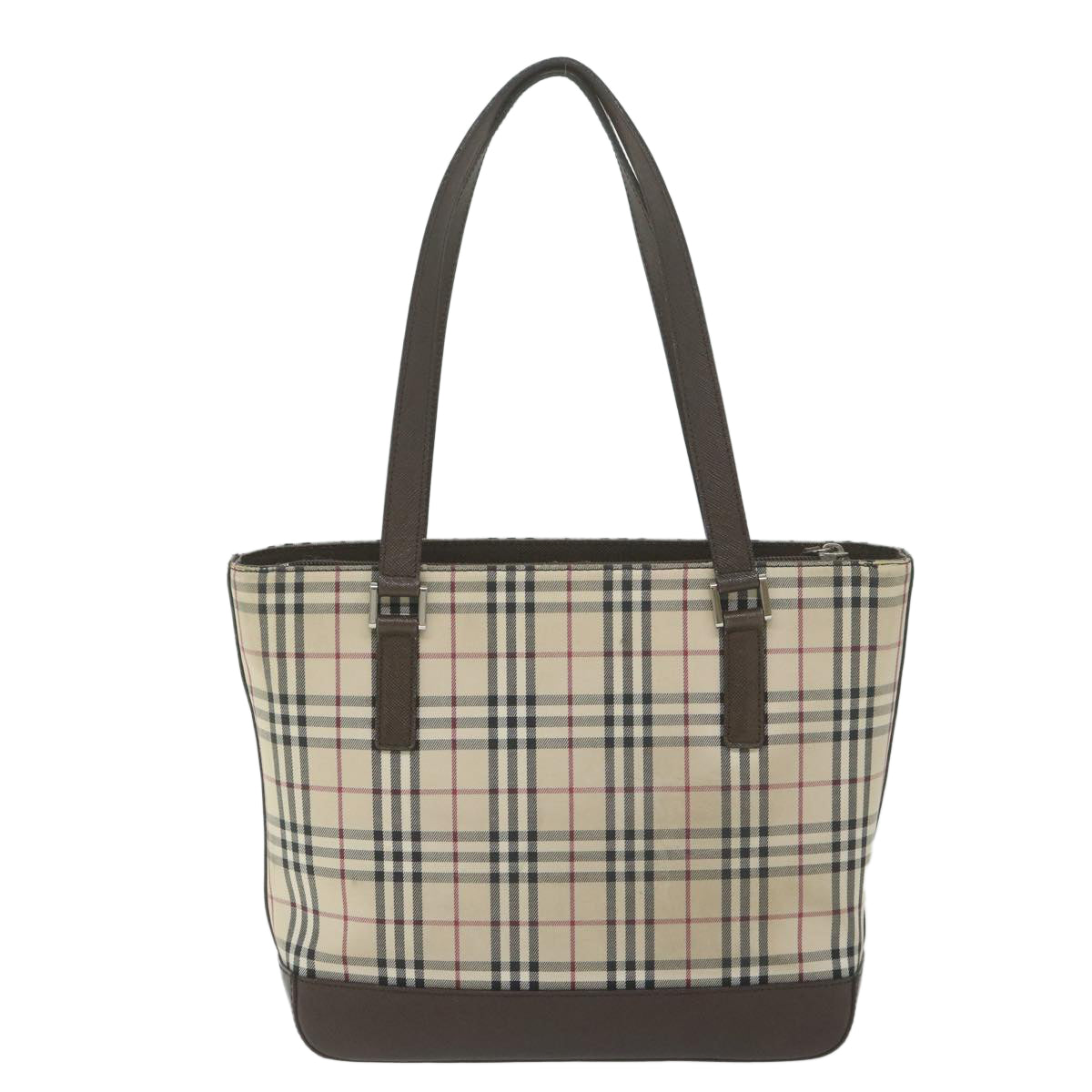 BURBERRY Nova Check Hand Bag Canvas Beige Auth 61339