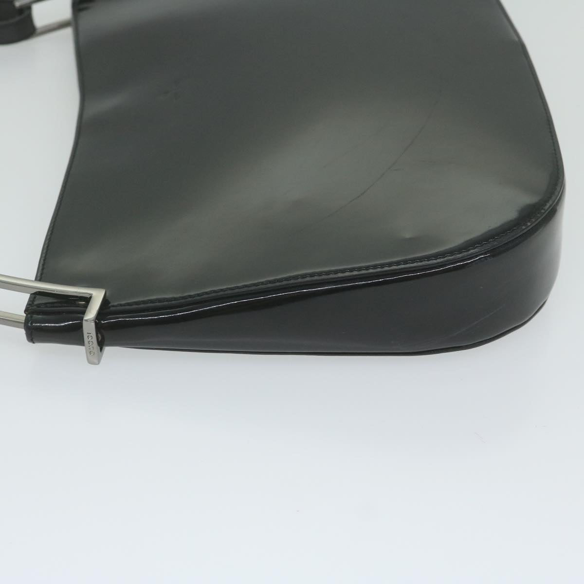 GUCCI Shoulder Bag Enamel Black 001 3193 Auth 61342