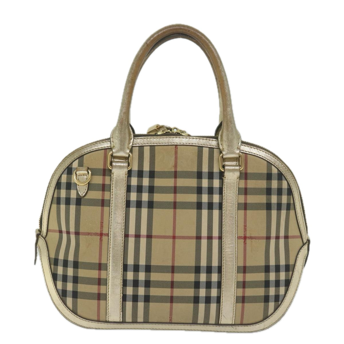 BURBERRY Nova Check Hand Bag Nylon Canvas Beige Auth 61344 - 0