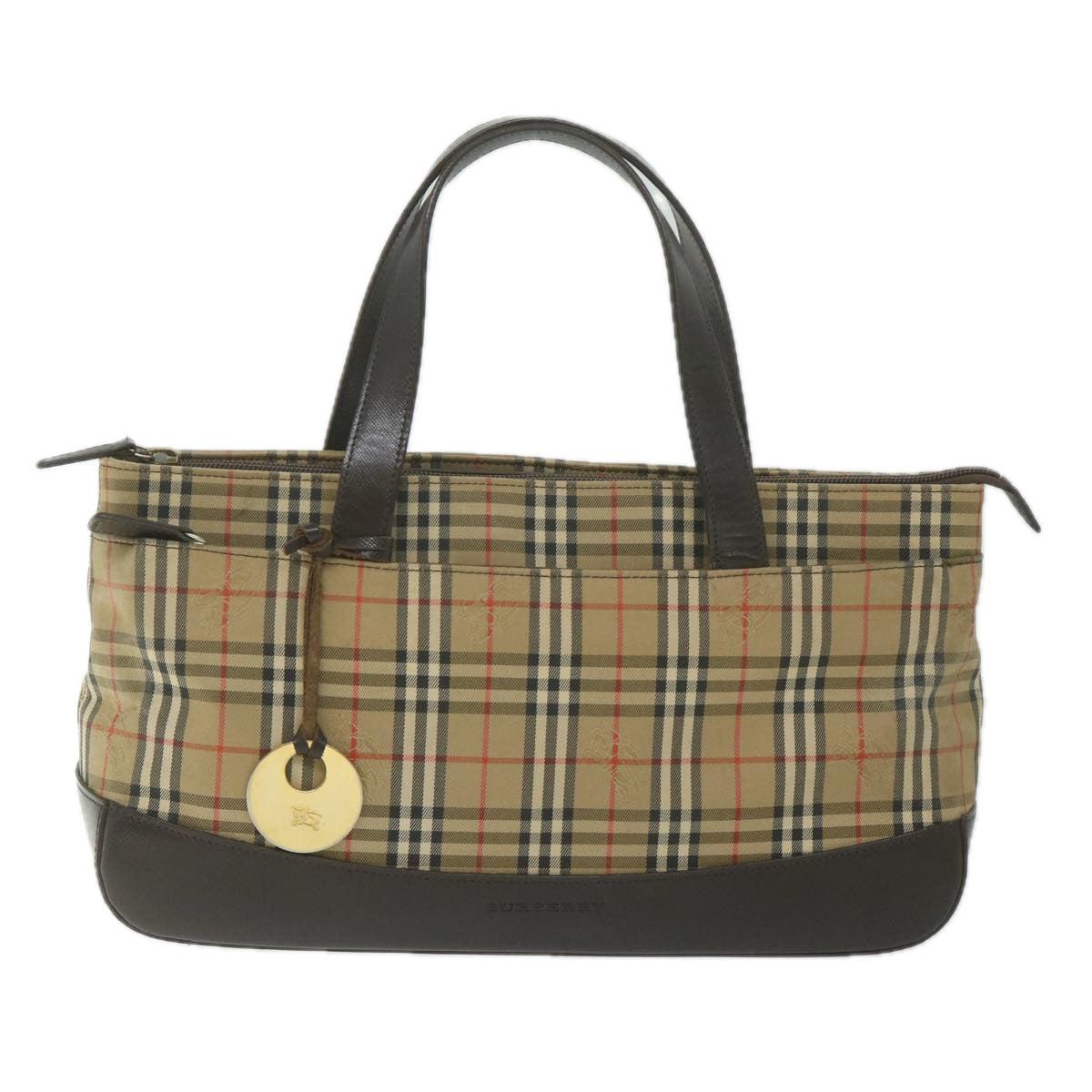 BURBERRY Nova Check Hand Bag Canvas Beige Auth 61346