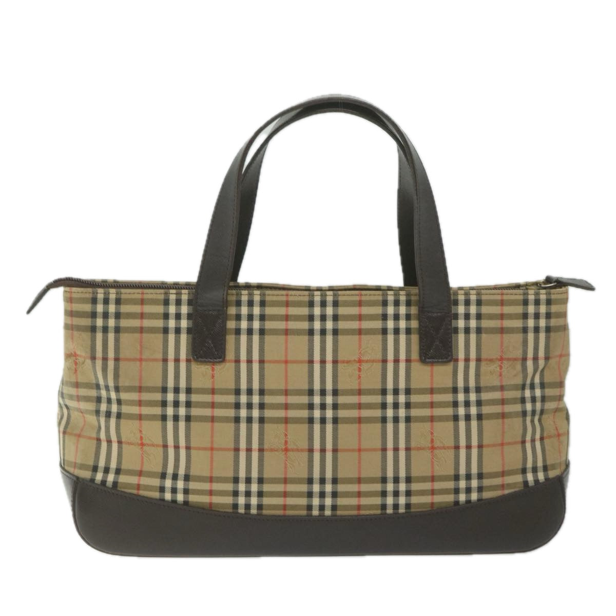 BURBERRY Nova Check Hand Bag Canvas Beige Auth 61346