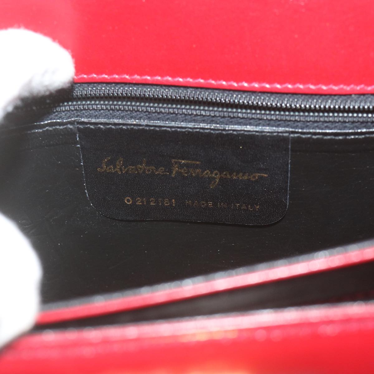 Salvatore Ferragamo Gancini Hand Bag Leather 2way Red Auth 61396