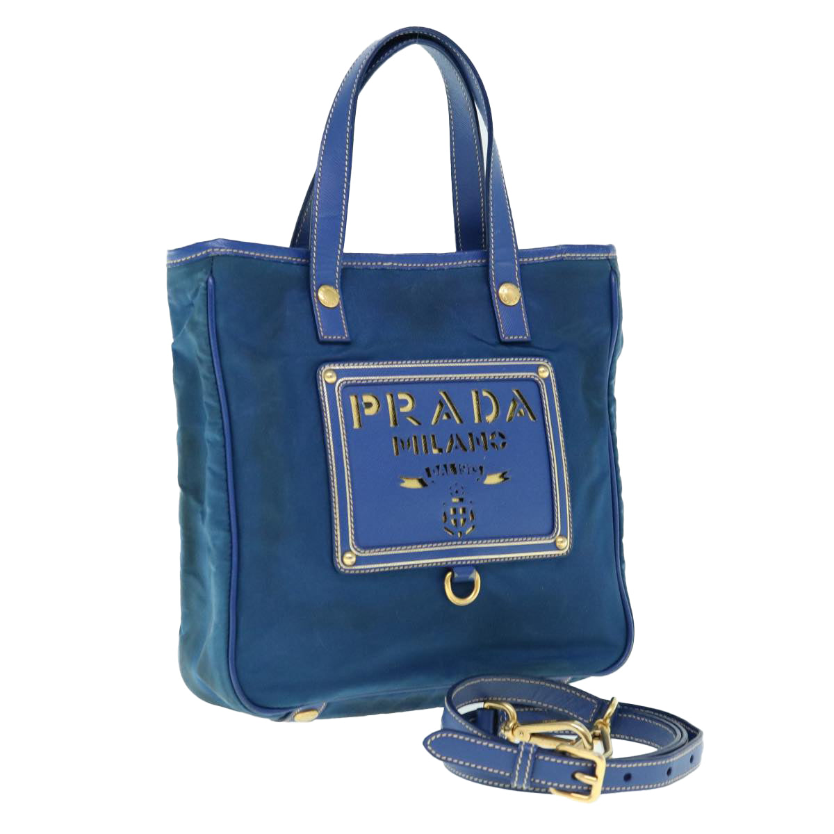 PRADA Hand Bag Nylon 2way Blue Auth 61403