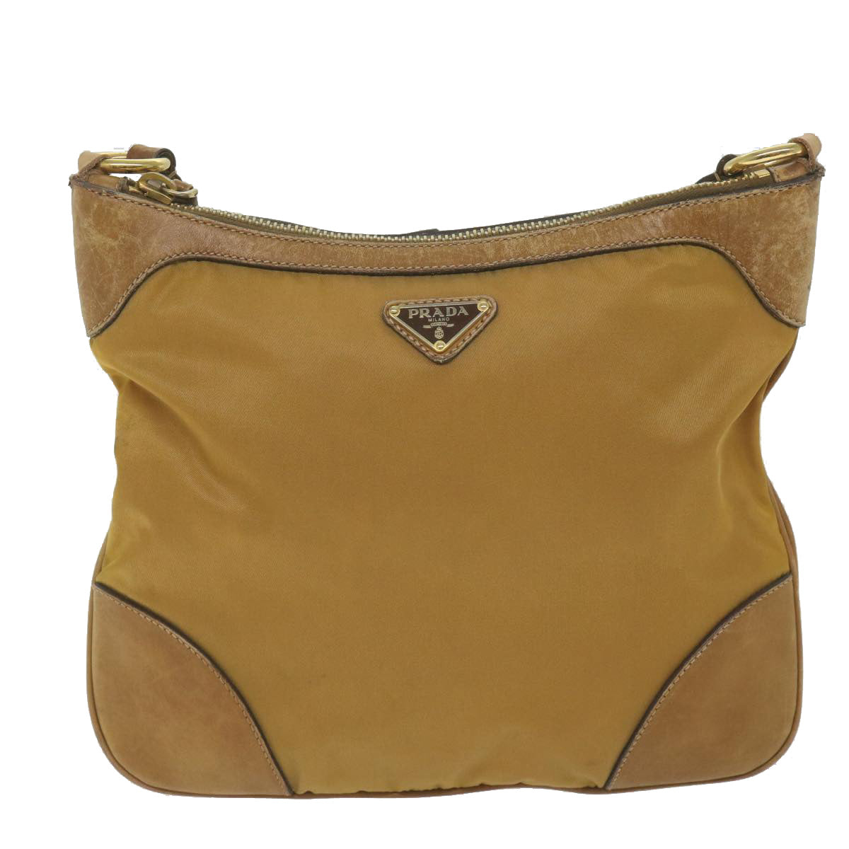 PRADA Shoulder Bag Nylon Beige Auth 61412