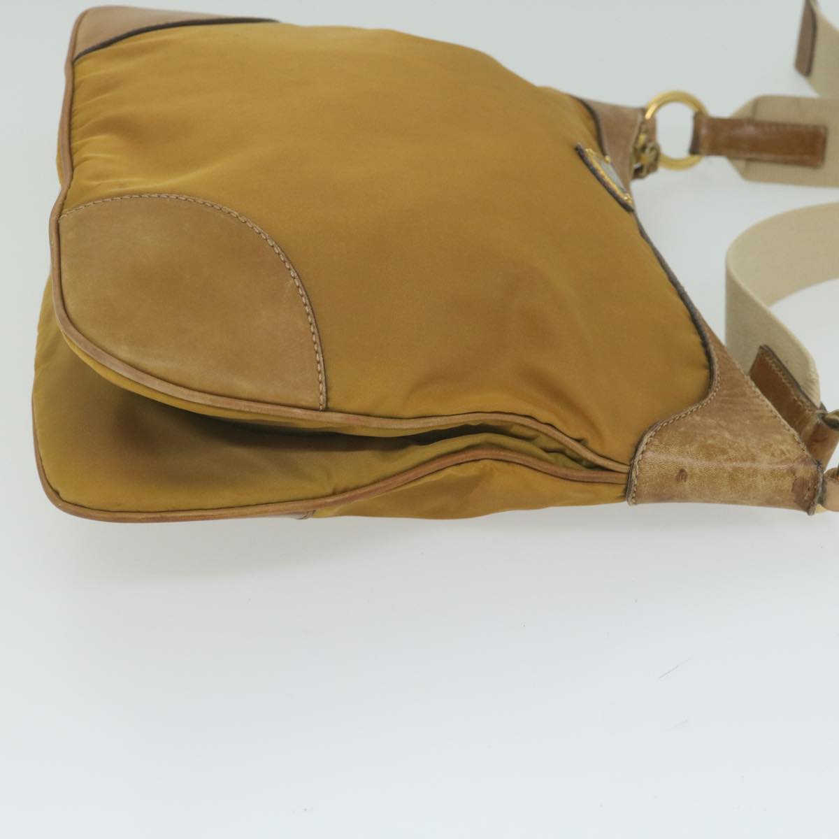 PRADA Shoulder Bag Nylon Beige Auth 61412