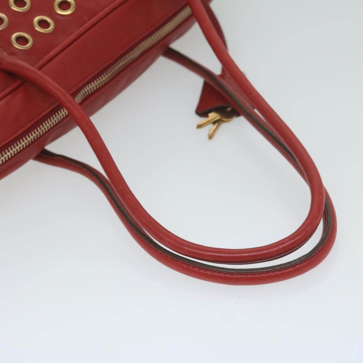 PRADA Hand Bag Leather Red Auth 61414