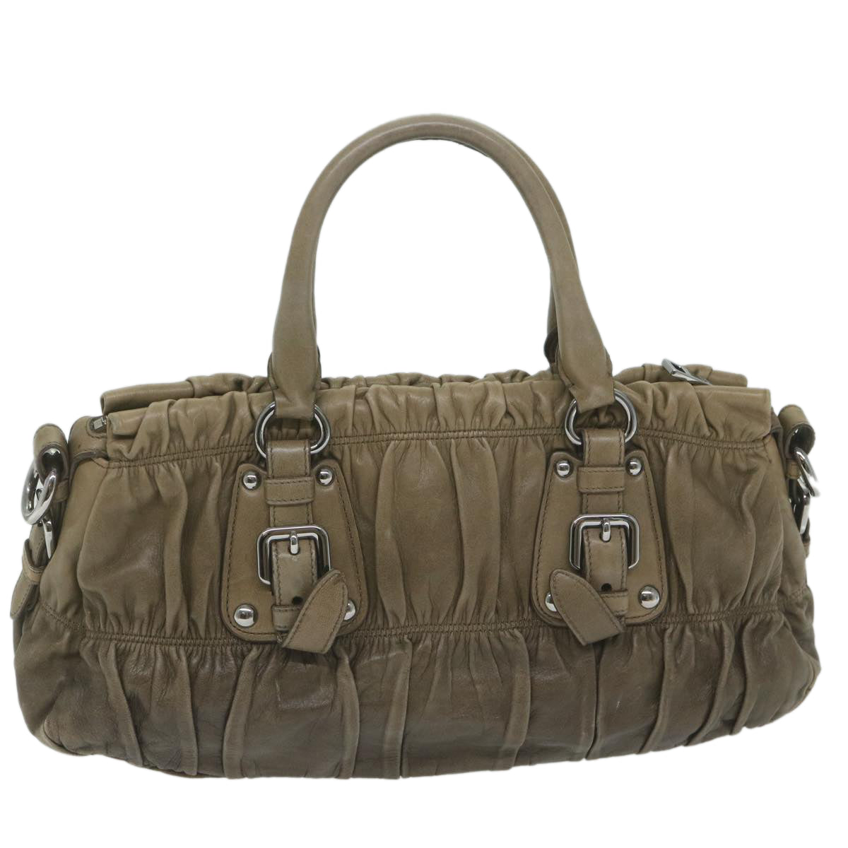 PRADA Hand Bag Leather 2way Brown Auth 61416 - 0