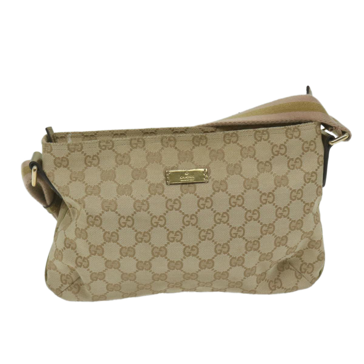 GUCCI GG Canvas Sherry Line Shoulder Bag Beige Gold 189749 Auth 61429 - 0