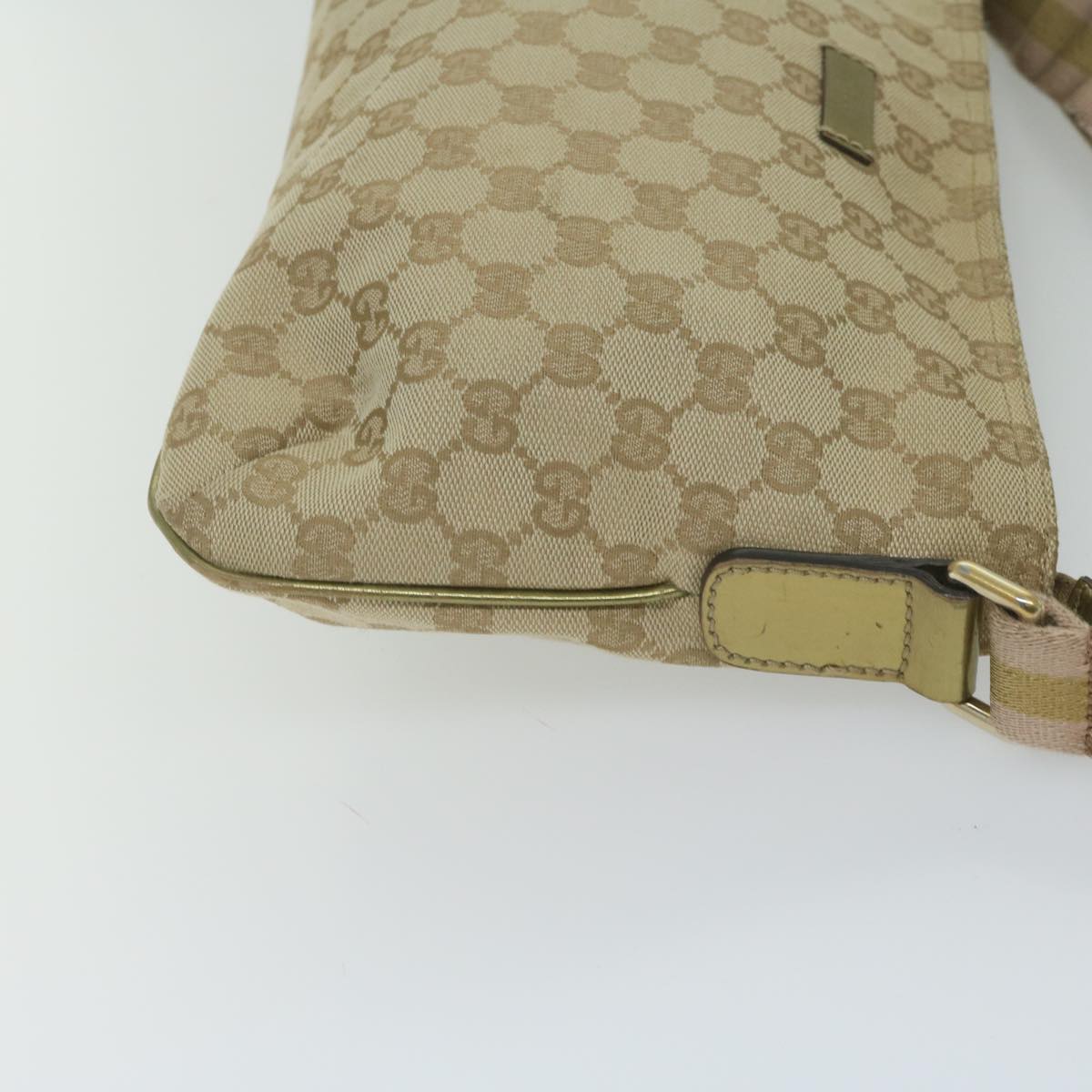 GUCCI GG Canvas Sherry Line Shoulder Bag Beige Gold 189749 Auth 61429