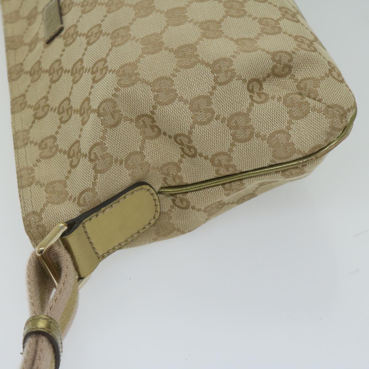 GUCCI GG Canvas Sherry Line Shoulder Bag Beige Gold 189749 Auth 61429