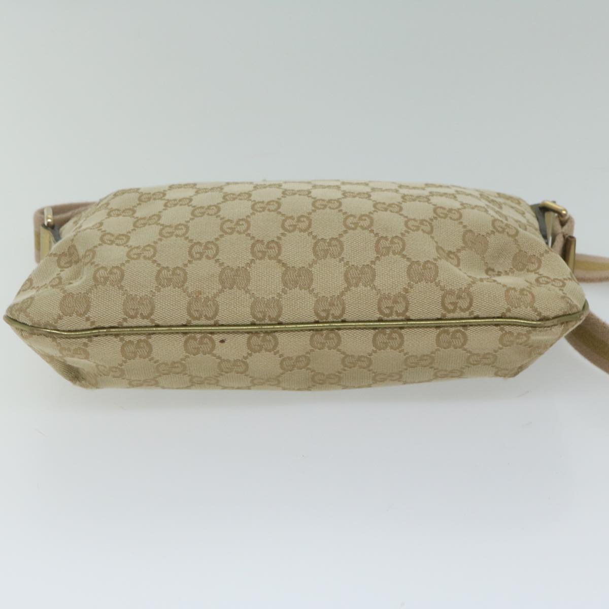 GUCCI GG Canvas Sherry Line Shoulder Bag Beige Gold 189749 Auth 61429