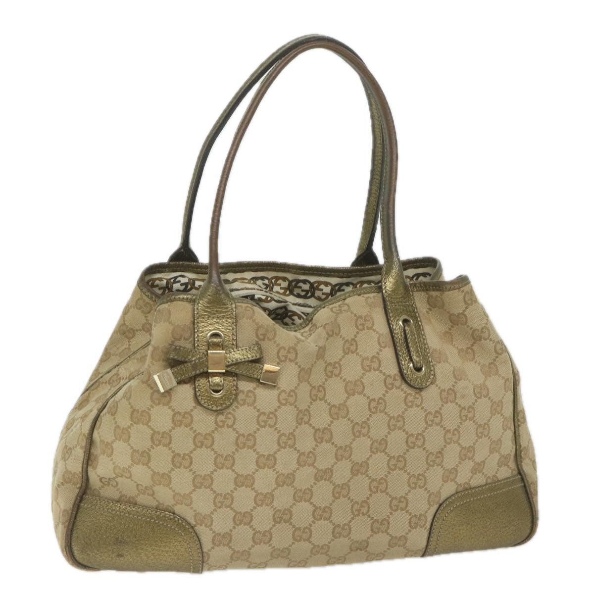 GUCCI GG Canvas Tote Bag Beige 163805 Auth 61430