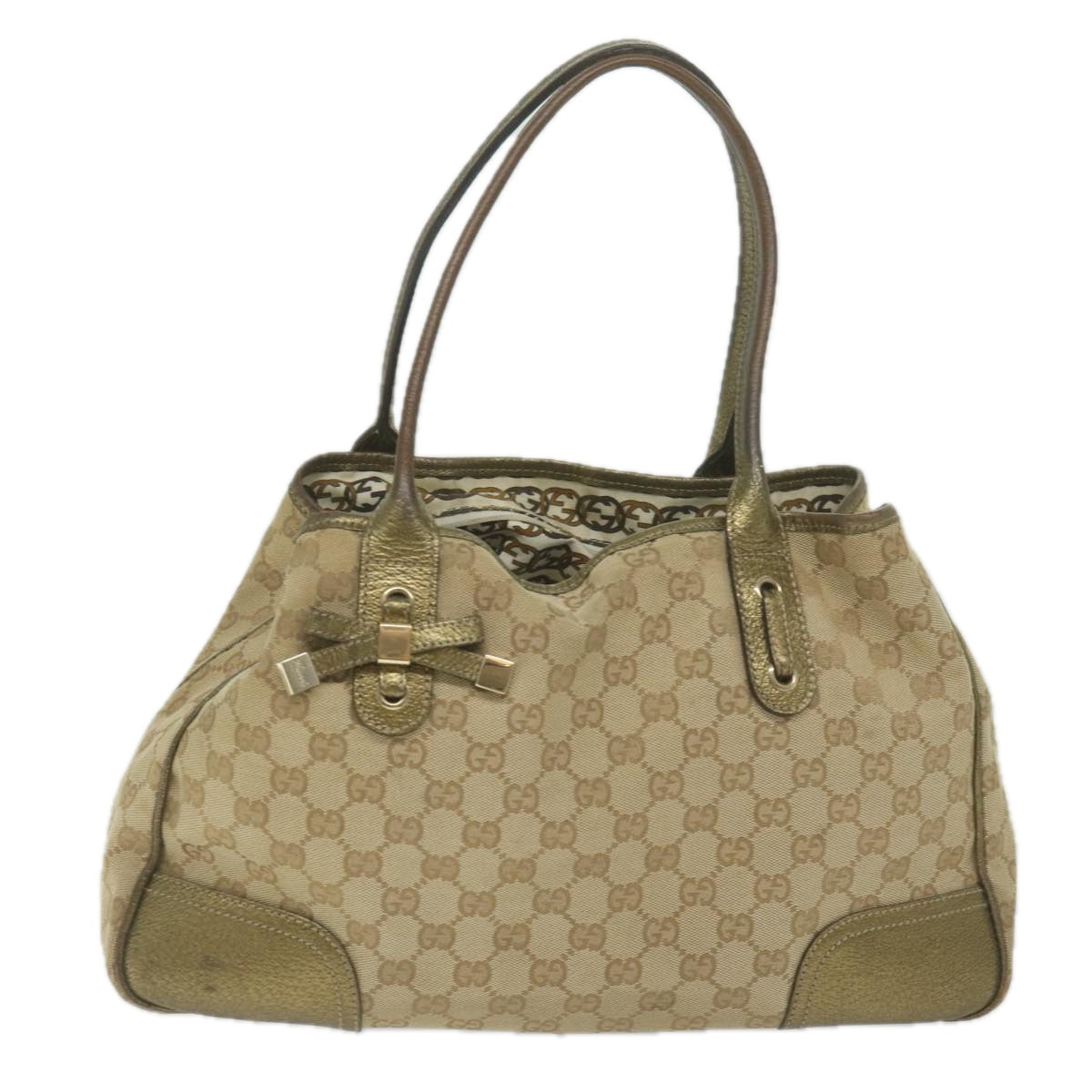 GUCCI GG Canvas Tote Bag Beige 163805 Auth 61430