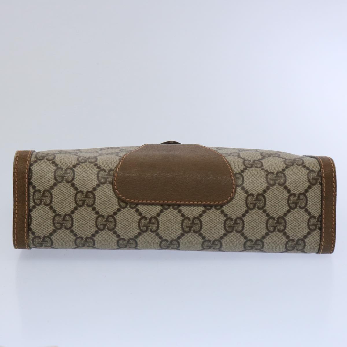 GUCCI GG Supreme Web Sherry Line Clutch Bag Beige Red Green 89 01 032 Auth 61455