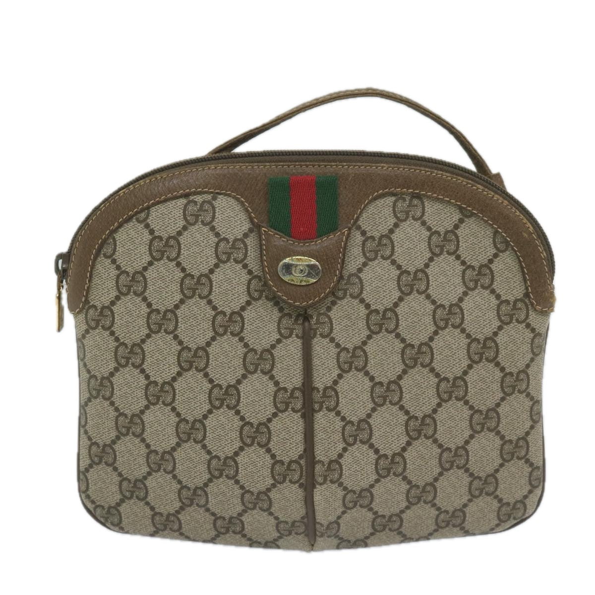 GUCCI GG Supreme Web Sherry Line Shoulder Bag Beige Red 904 02 047 Auth 61456 - 0