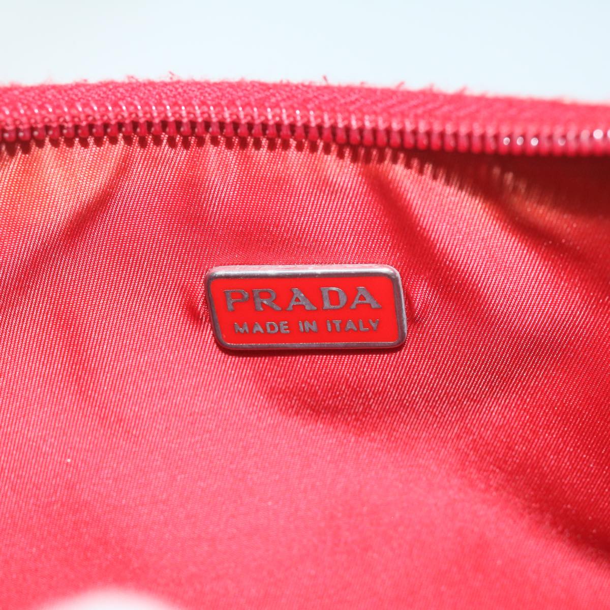 PRADA Sports Hand Bag Canvas Red White Auth 61457