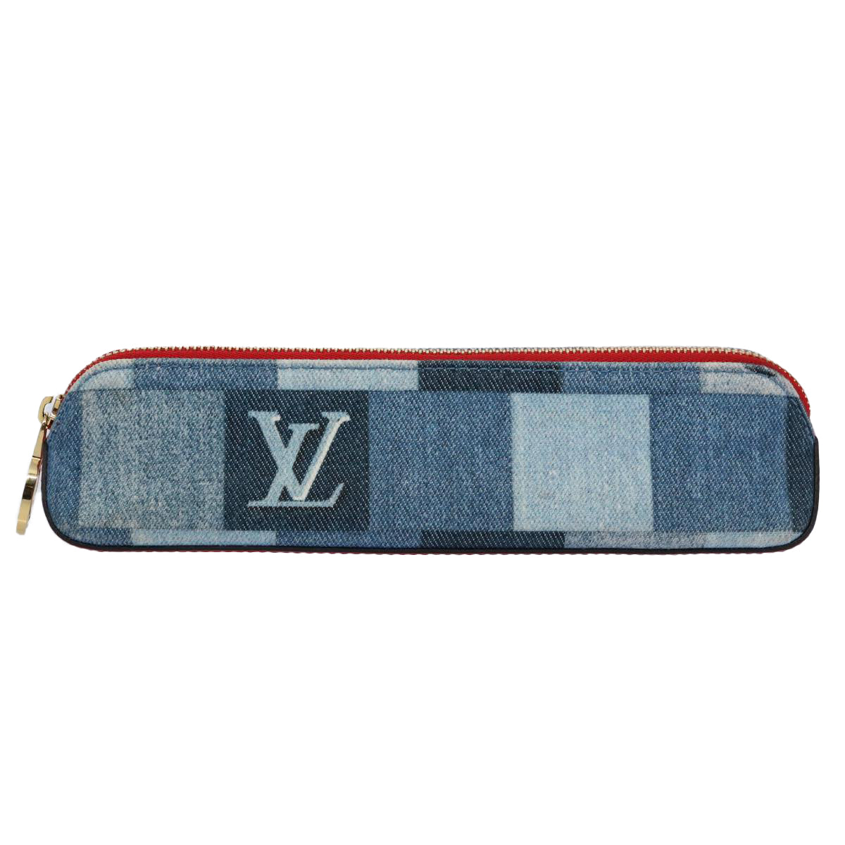 LOUIS VUITTON Monogram Denim Trousse Elizabeth Pen Case Blue GI0444 Auth 61468