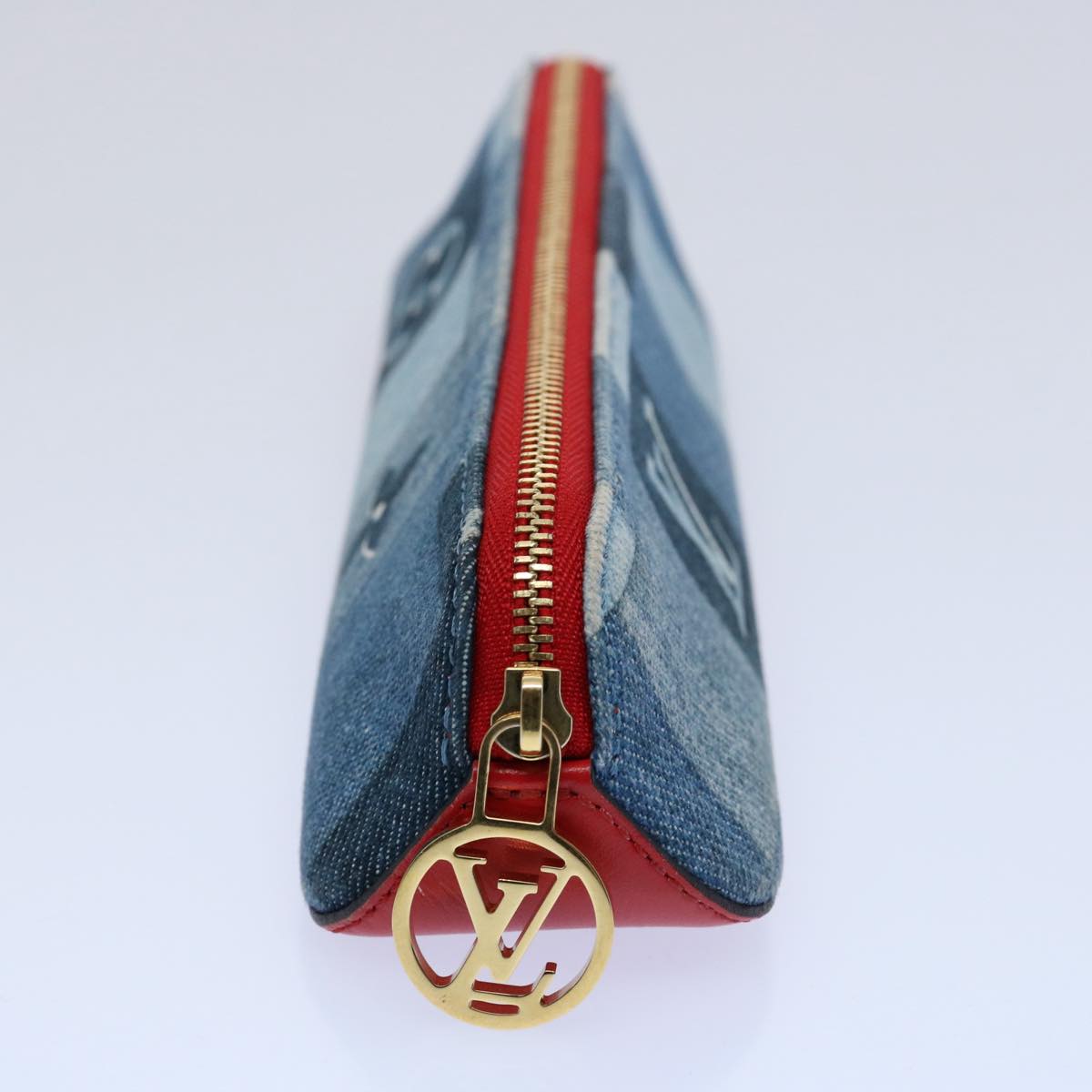 LOUIS VUITTON Monogram Denim Trousse Elizabeth Pen Case Blue GI0444 Auth 61468