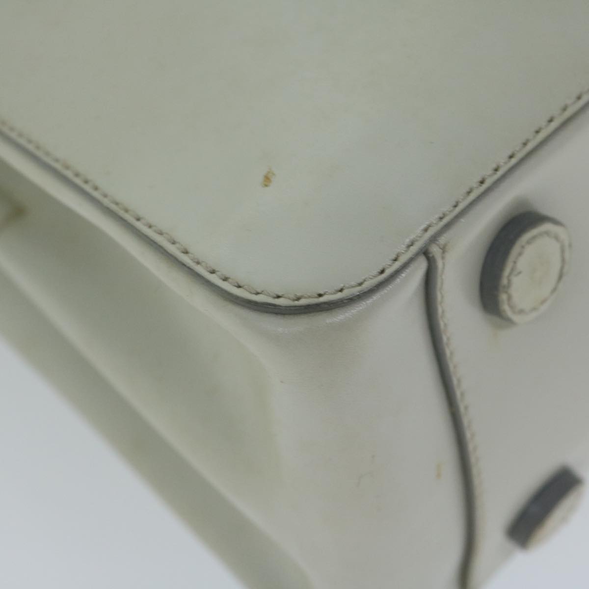 PRADA Shoulder Bag Leather Ivory Auth 61492