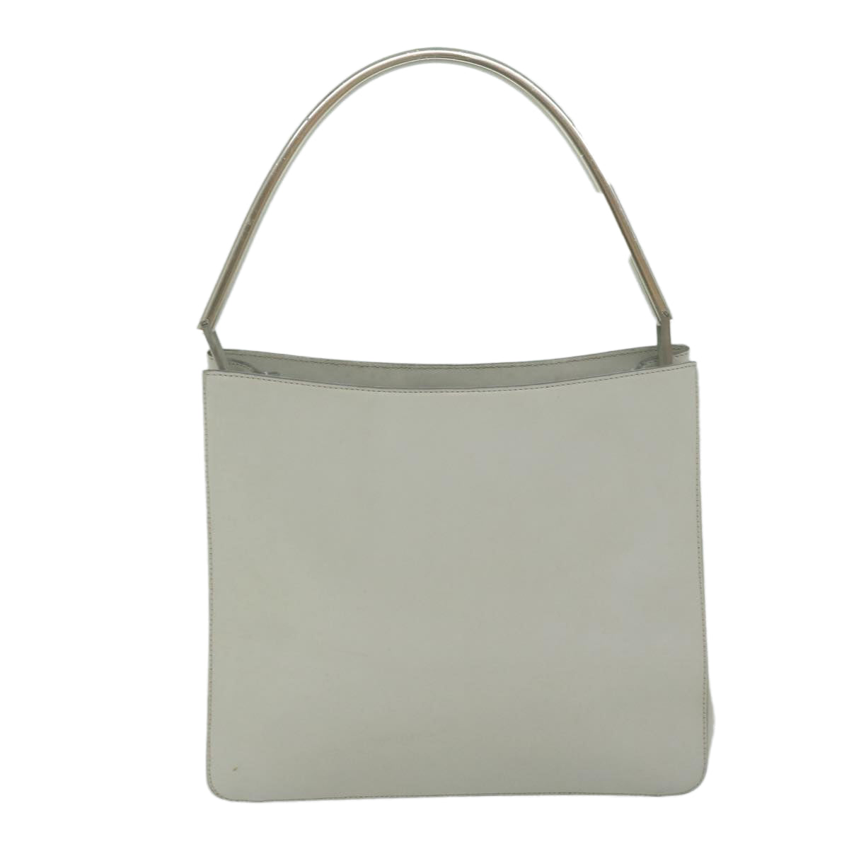 PRADA Shoulder Bag Leather Ivory Auth 61492