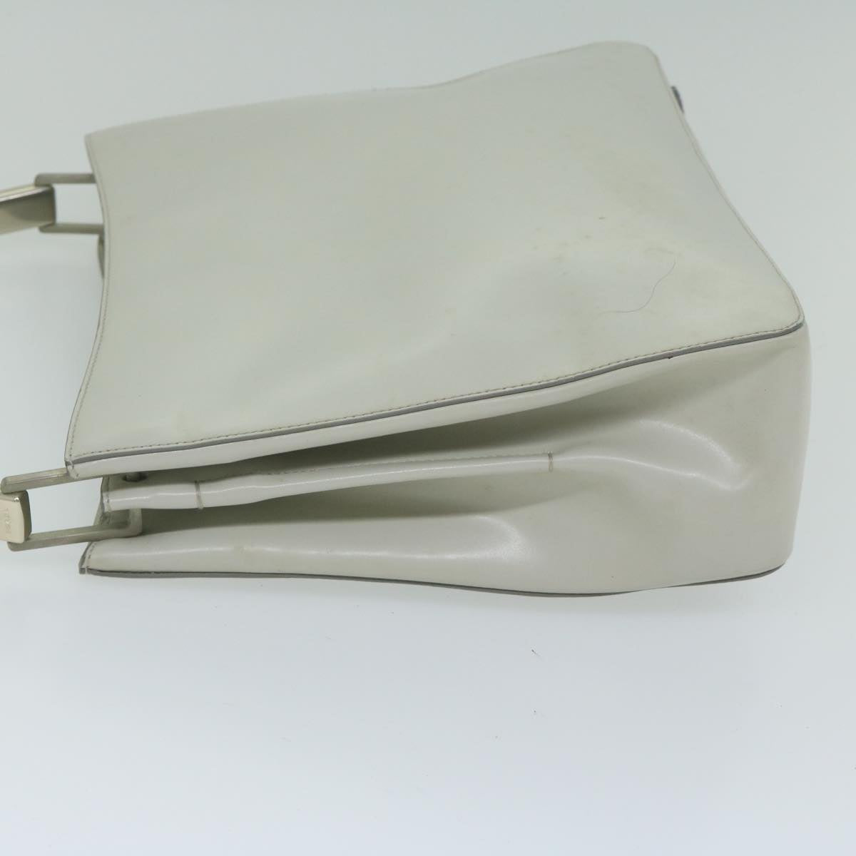 PRADA Shoulder Bag Leather Ivory Auth 61492