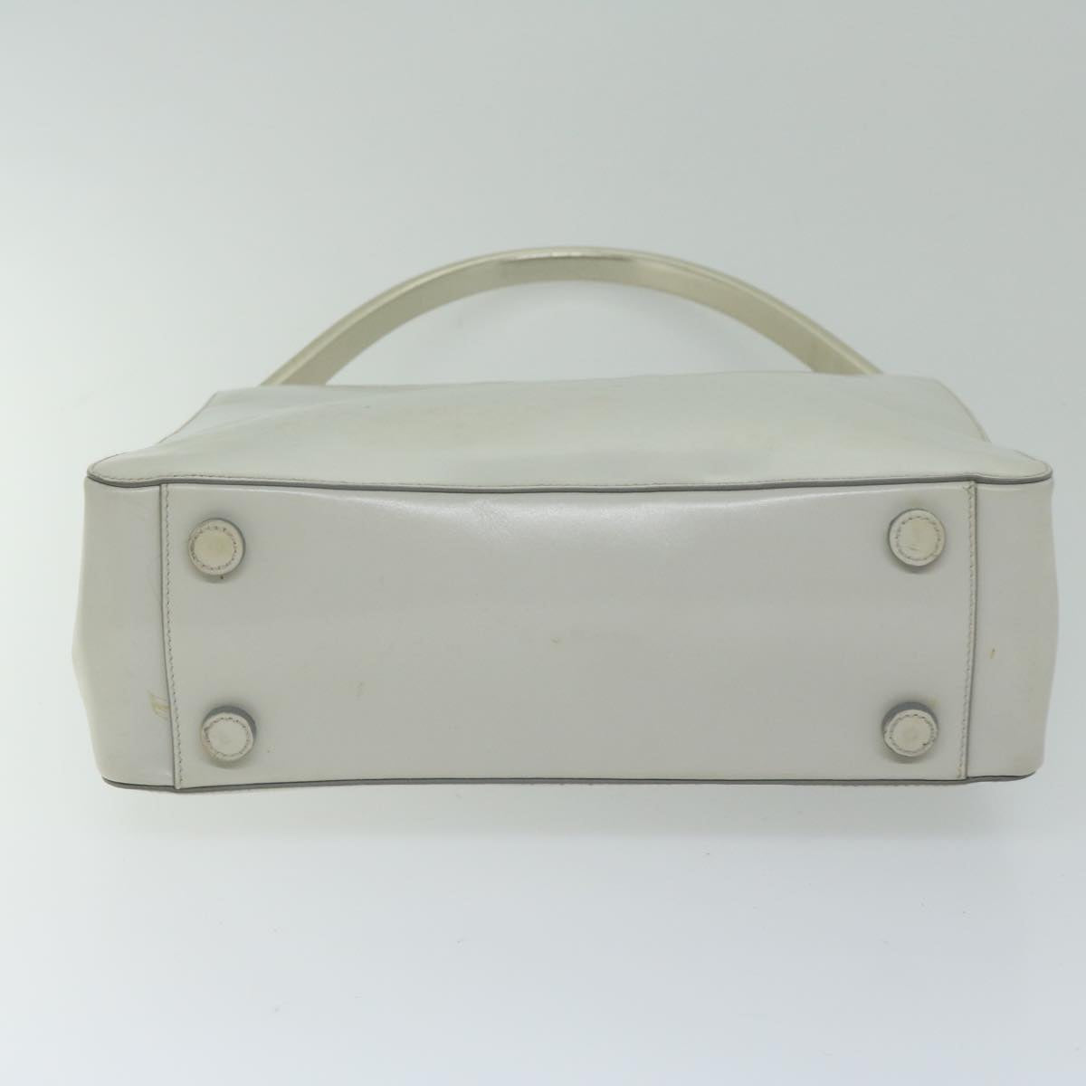 PRADA Shoulder Bag Leather Ivory Auth 61492