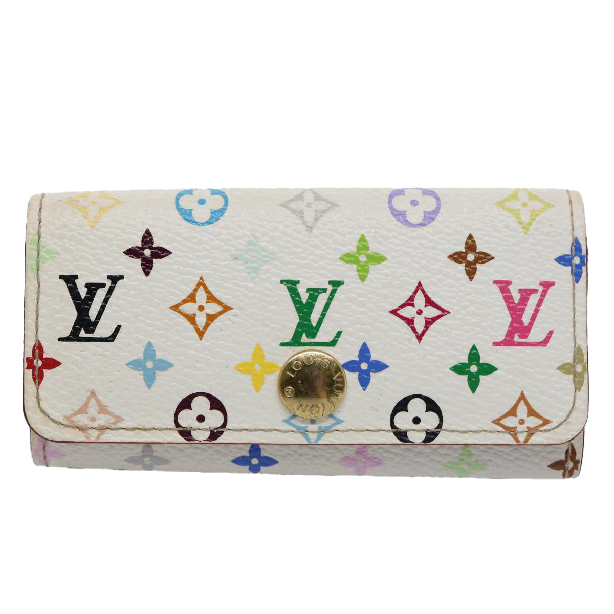 LOUIS VUITTON Monogram Multicolor Multi Cles 4 Keys Case White M60043 Auth 61500