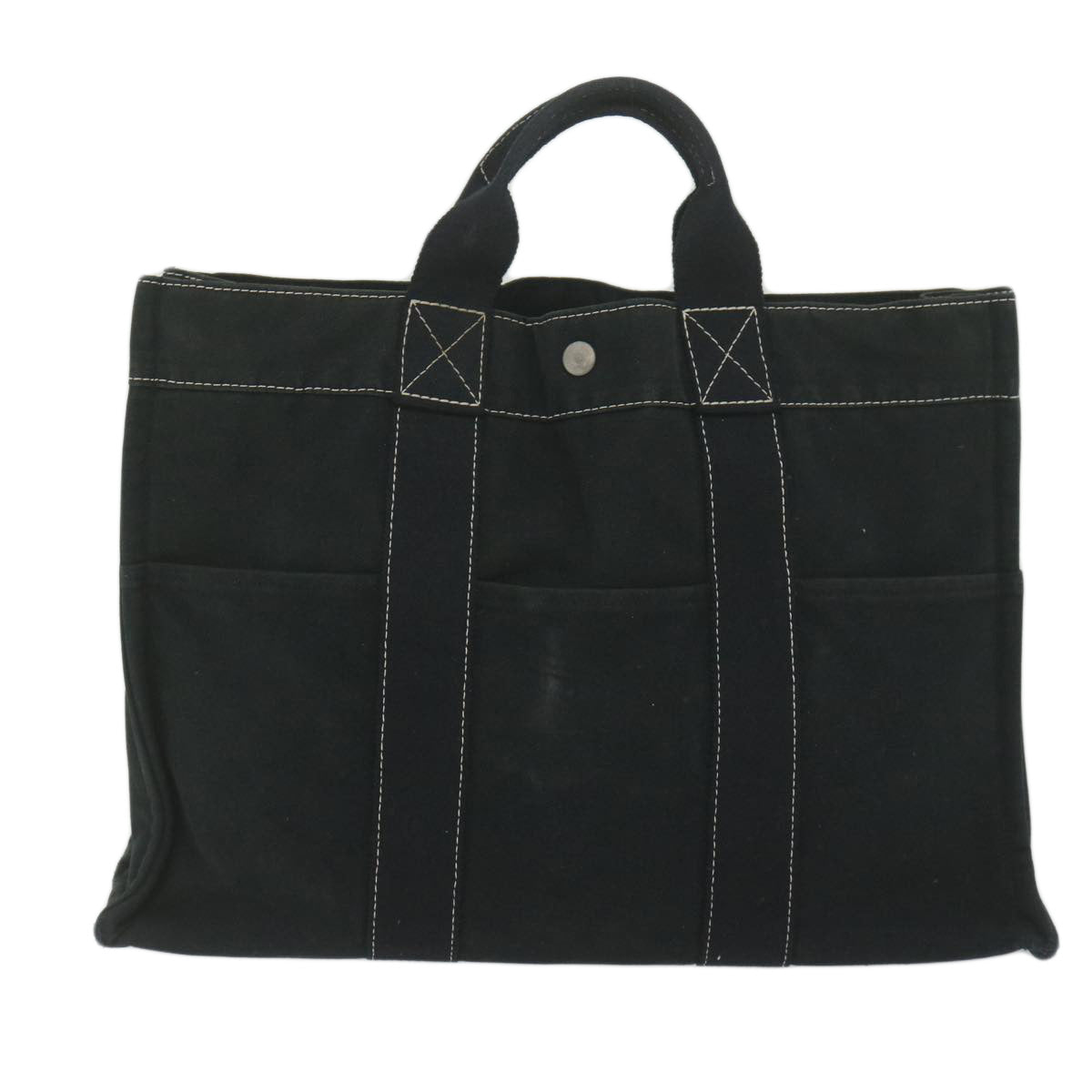 HERMES Deauville GM Tote Bag Canvas Black Auth 61504 - 0