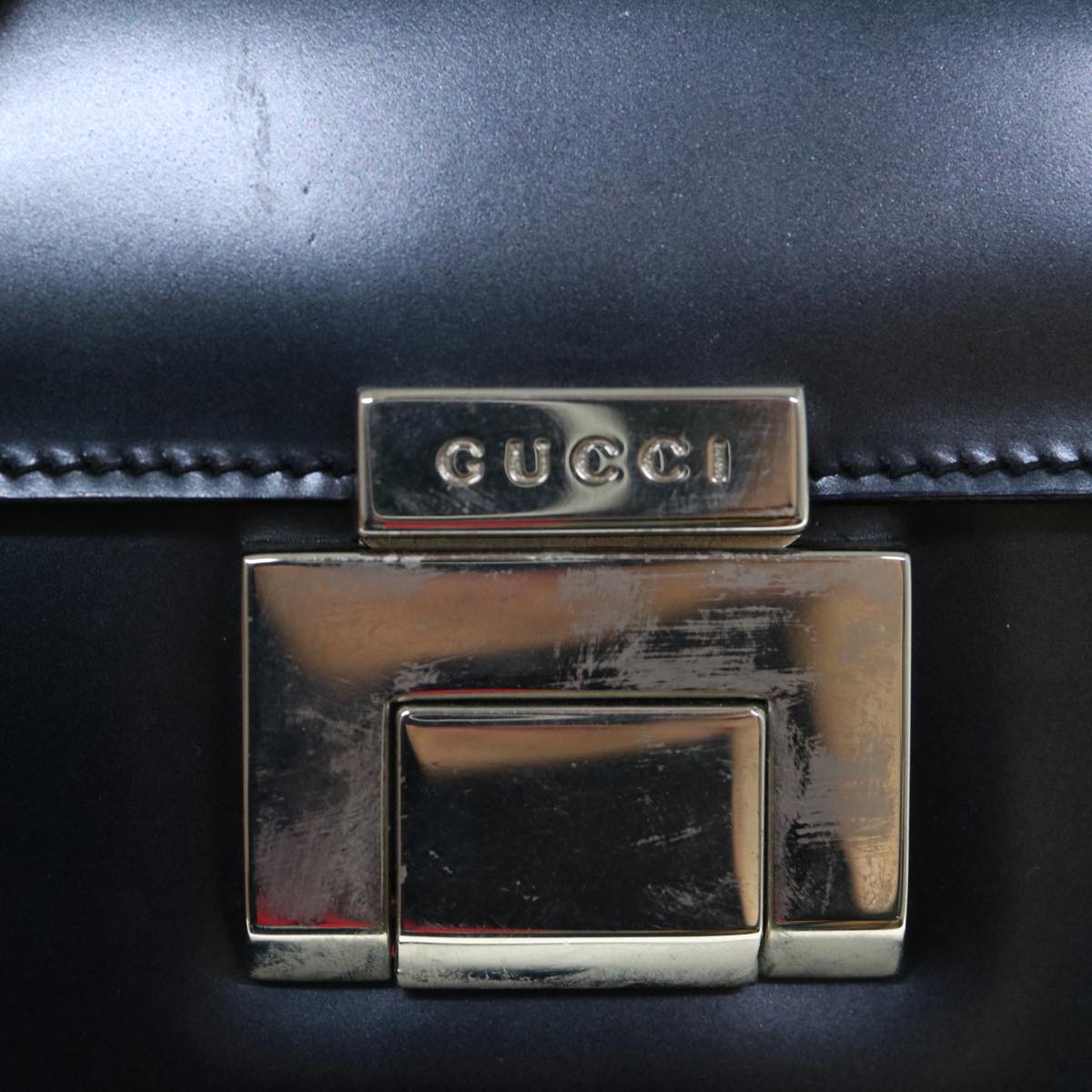 GUCCI Hand Bag Patent leather 2way Black Auth 61541