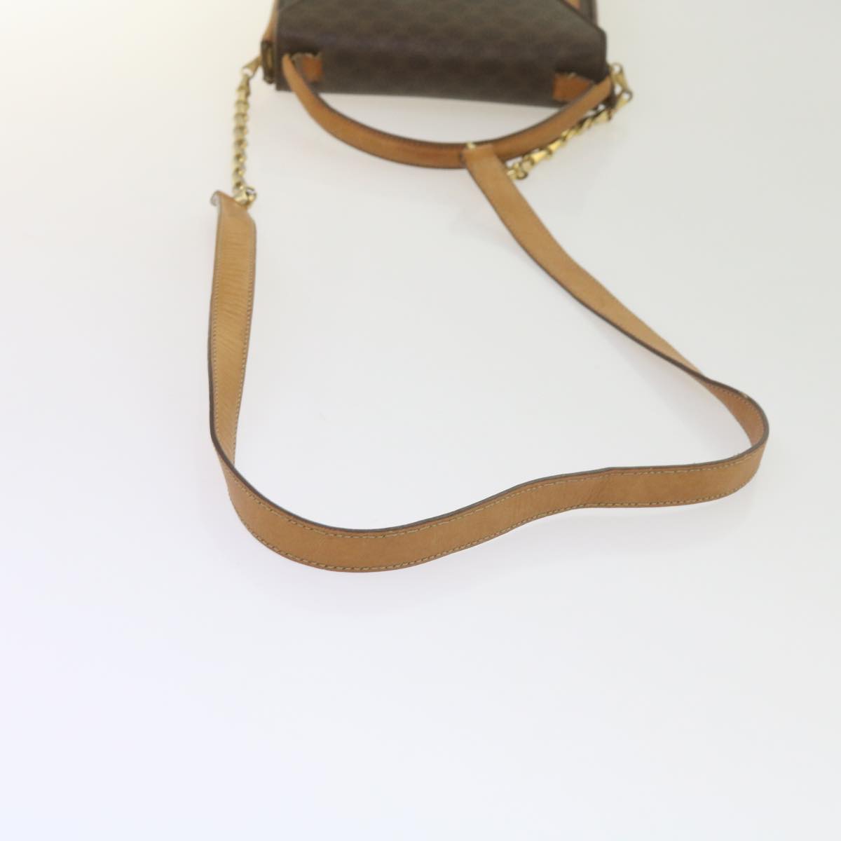 CELINE Macadam Canvas Shoulder Bag PVC Leather Brown Auth 61554