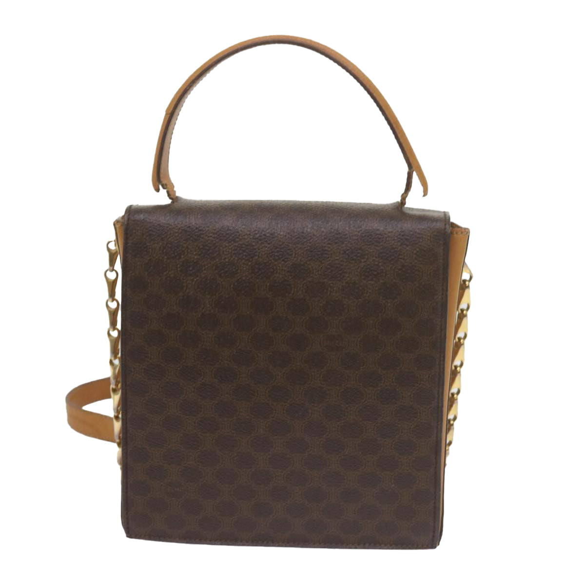 CELINE Macadam Canvas Shoulder Bag PVC Leather Brown Auth 61554 - 0