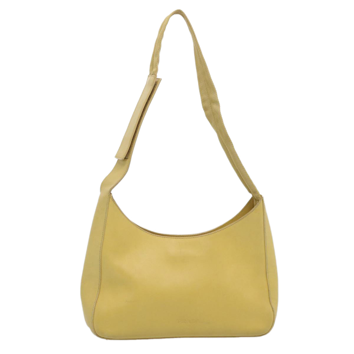 PRADA Shoulder Bag Leather Yellow Auth 61556