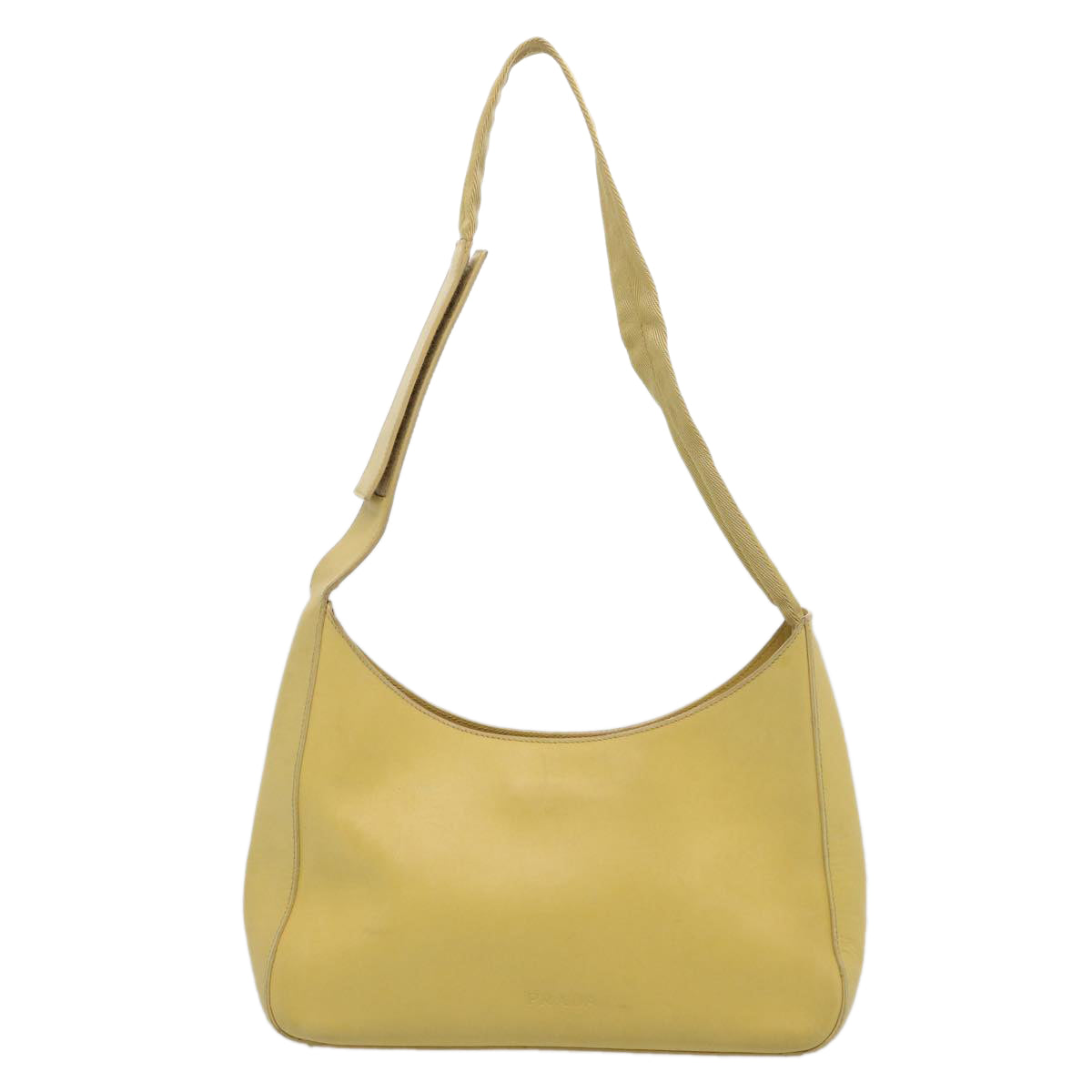 PRADA Shoulder Bag Leather Yellow Auth 61556