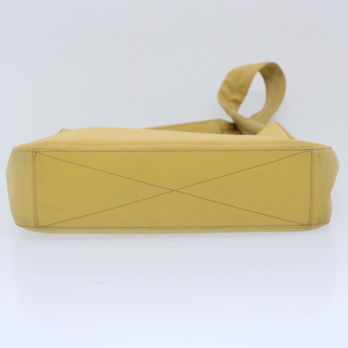 PRADA Shoulder Bag Leather Yellow Auth 61556