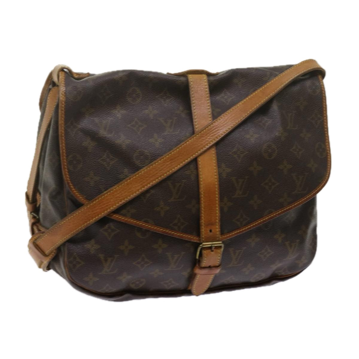 LOUIS VUITTON Monogram Saumur 35 Shoulder Bag M42254 LV Auth 61620