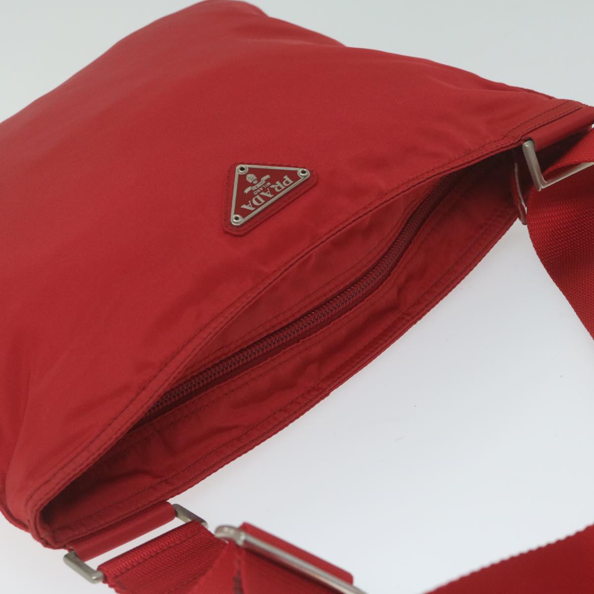 PRADA Shoulder Bag Nylon Red Auth 61622