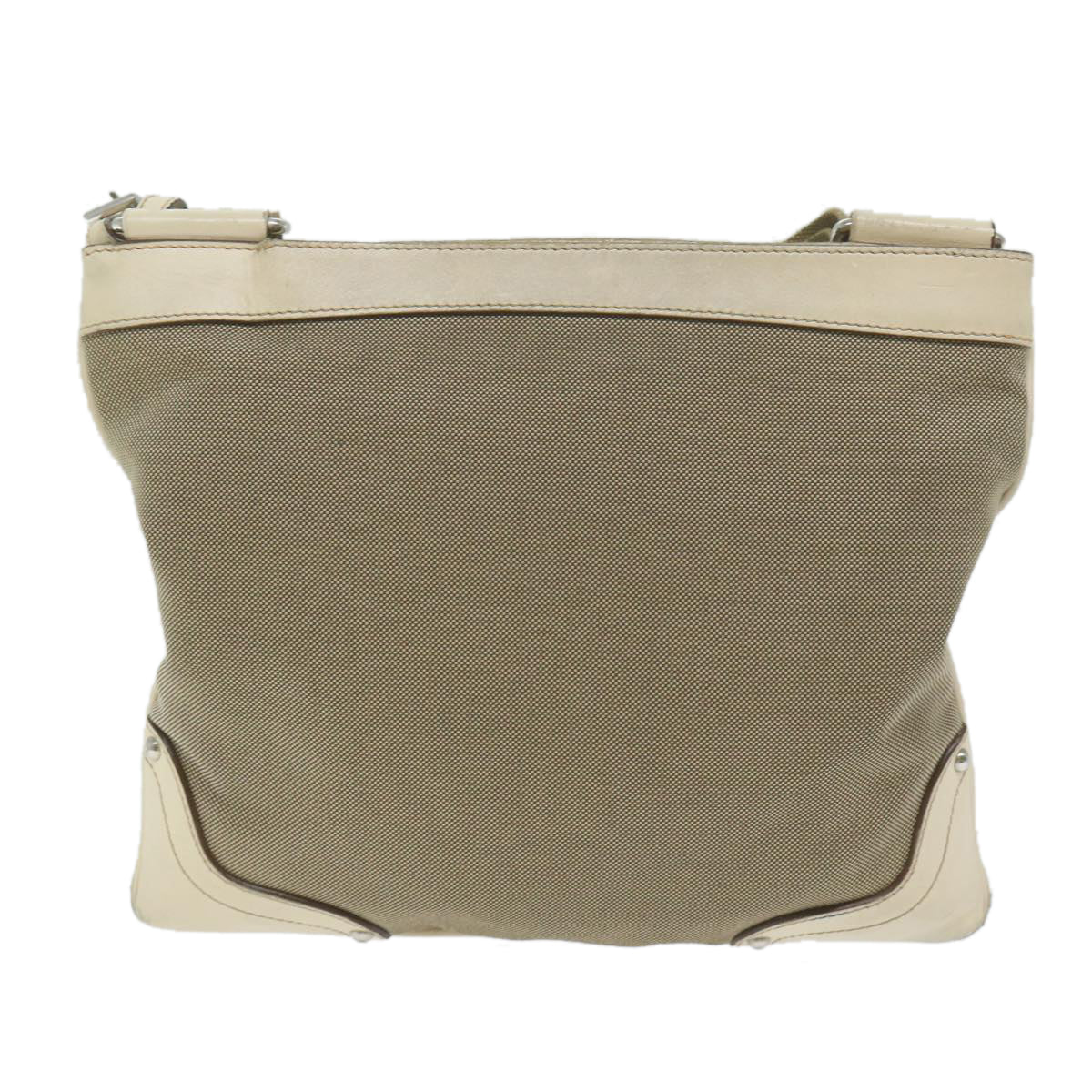 PRADA Shoulder Bag Canvas Beige Auth 61623