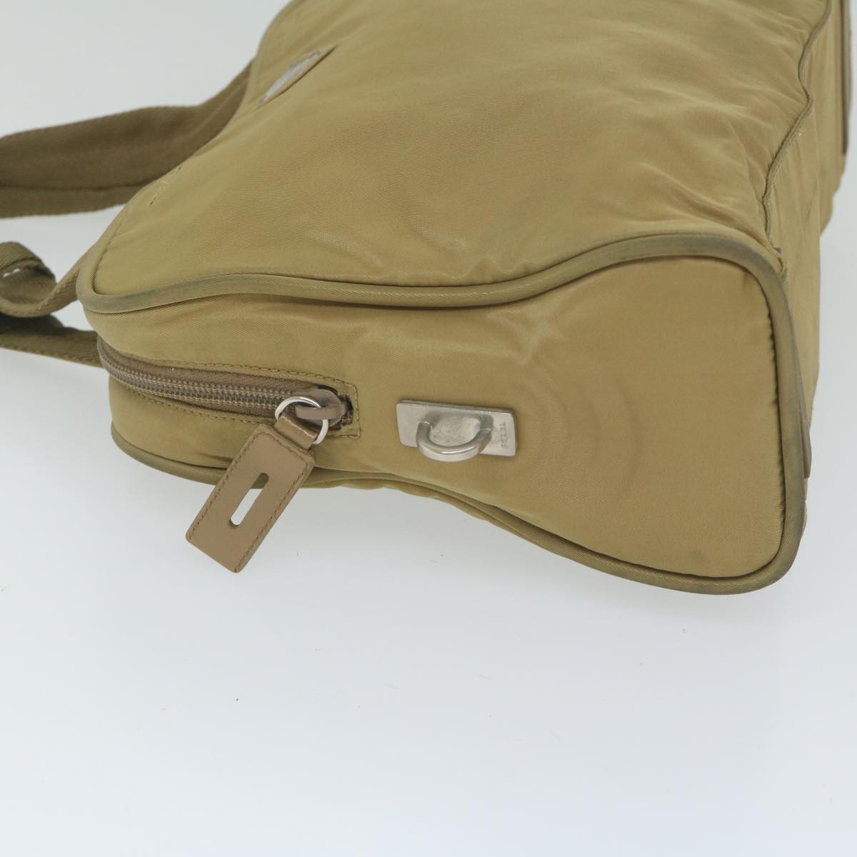 PRADA Hand Bag Nylon Beige Auth 61626