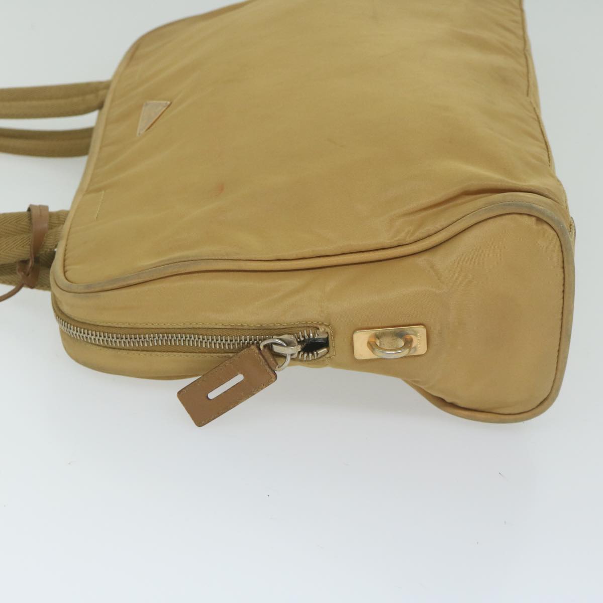 PRADA Hand Bag Nylon Beige Auth 61628