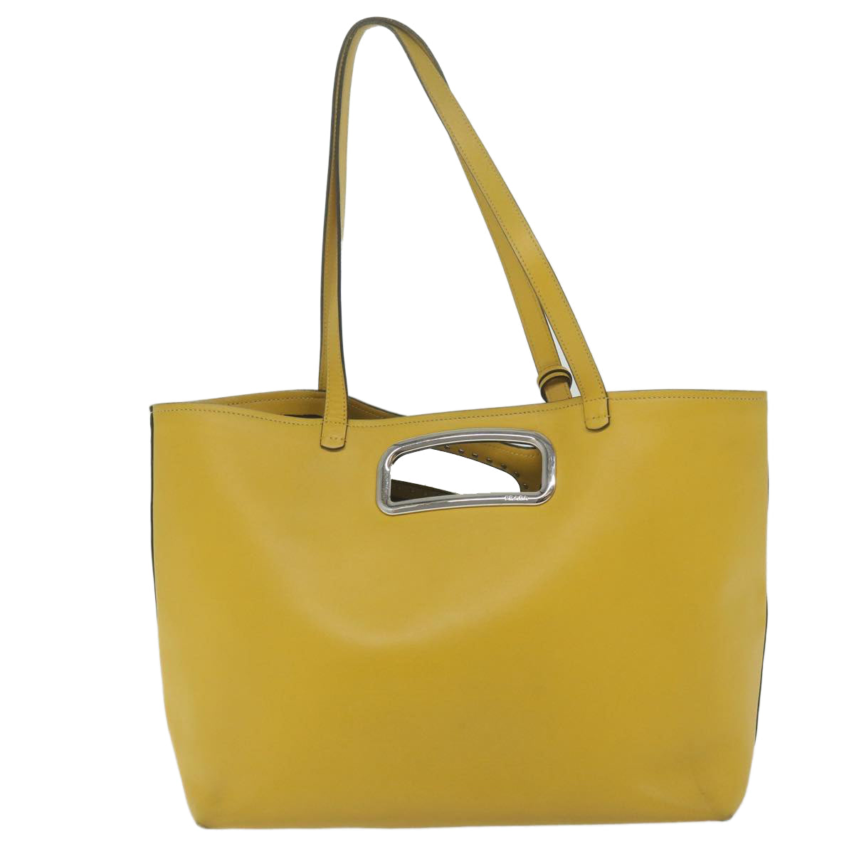 PRADA Tote Bag Leather Yellow Auth 61631 - 0