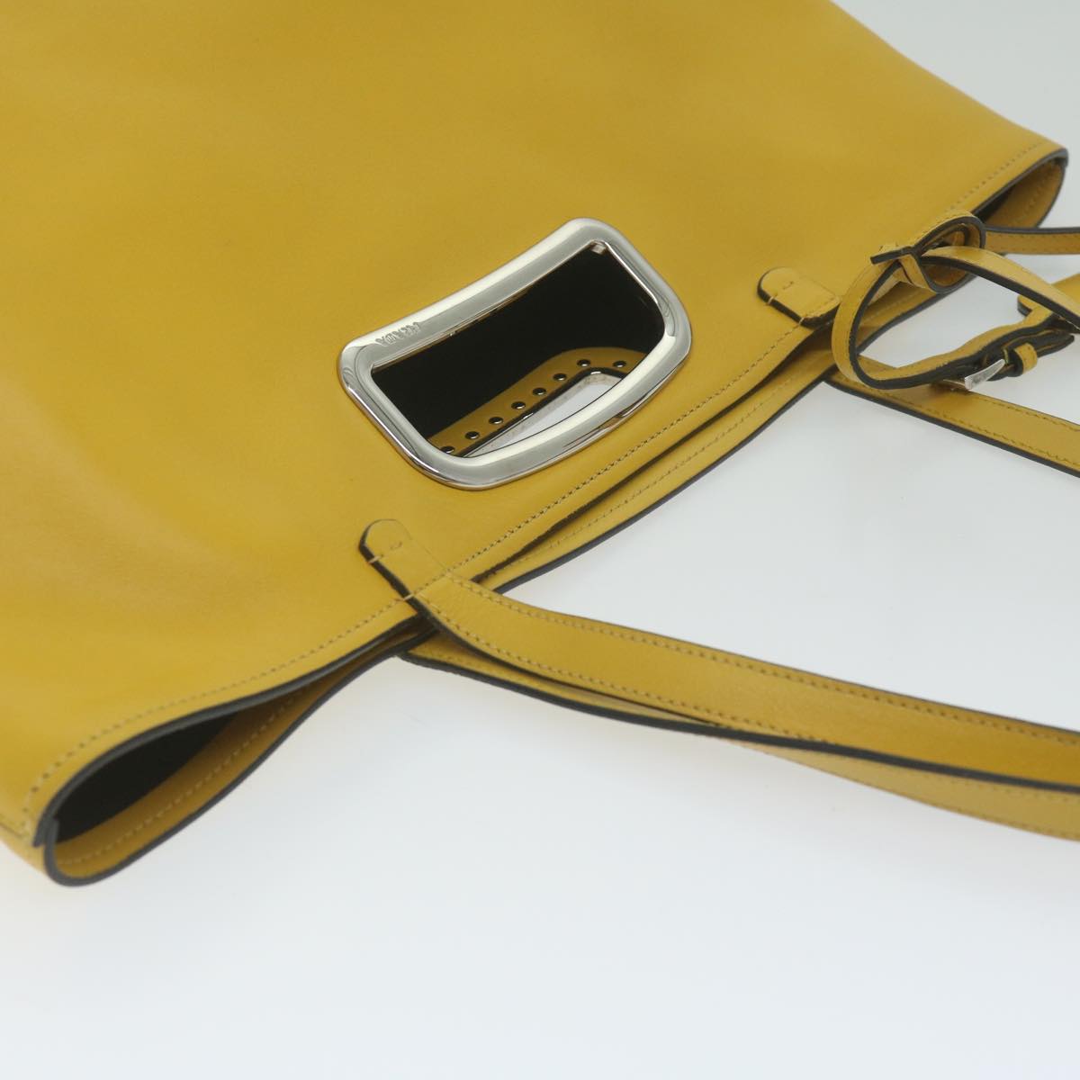 PRADA Tote Bag Leather Yellow Auth 61631